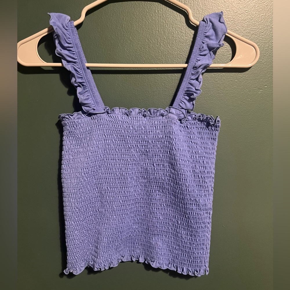 Macy's Blue Ruffle Smocked Tank Top - Picture 3 of 3